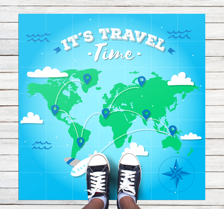 Tapis vinyle carte du monde exploration de la carte du monde - TenStickers