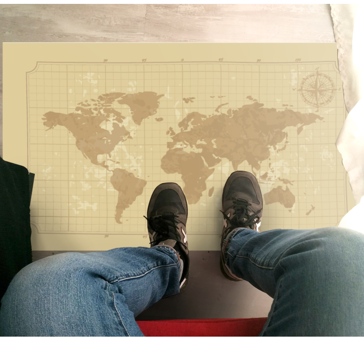 Tapis vinyle carte du monde illustration graphique rétro - TenStickers
