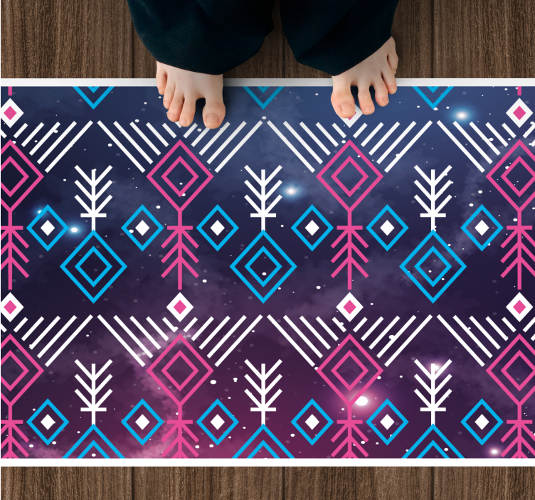 Tapis vinyle nordique ethnique violet et bleu - TenStickers