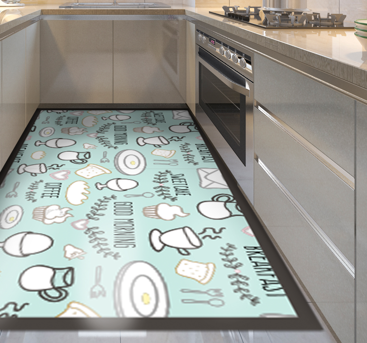 Tapis vinyle cuisine essentiels du petit-déjeuner - TenStickers
