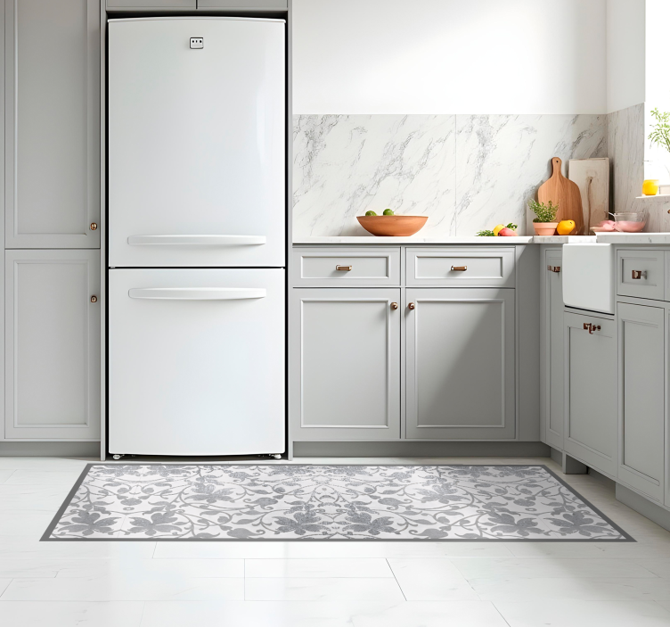 Tapis vinyle cuisine damas de ciment - TenStickers