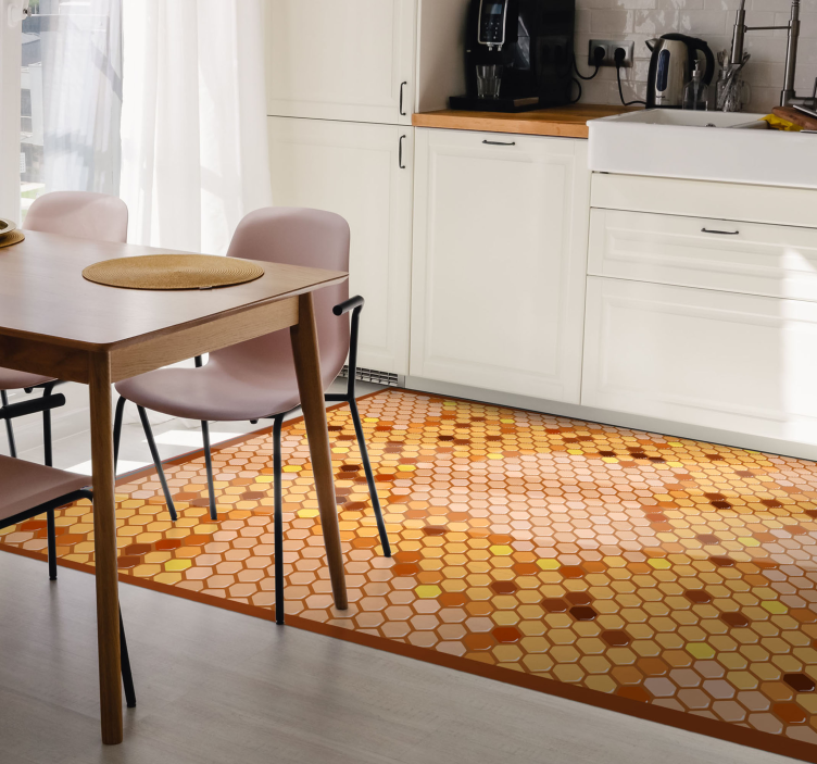 Tapis vinyle cuisine design hexagone alvéolaire - TenStickers