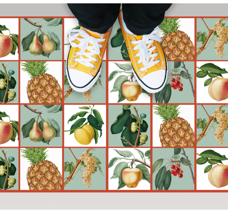 Tapis vinyle cuisine motif de carreaux de fruits - TenStickers