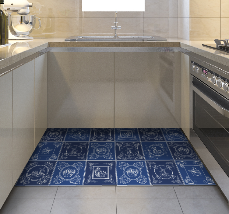Tapis vinyle cuisine ornementation en céramique - TenStickers
