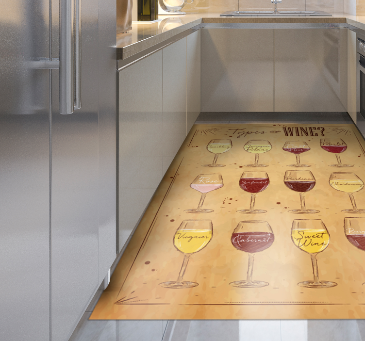 Tapis vinyle cuisine types de vins - TenStickers