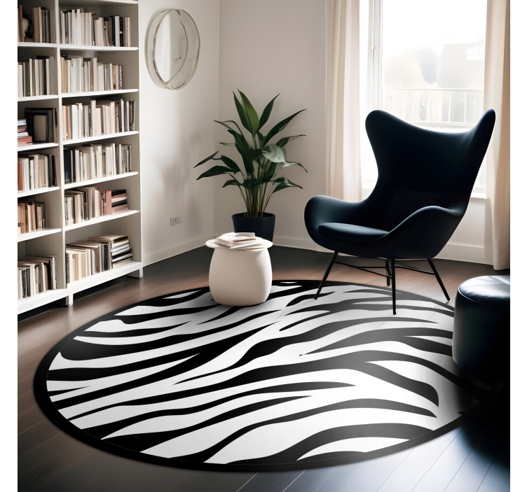Tapis vinyle animal motif circulaire à rayures zébrées - TenStickers