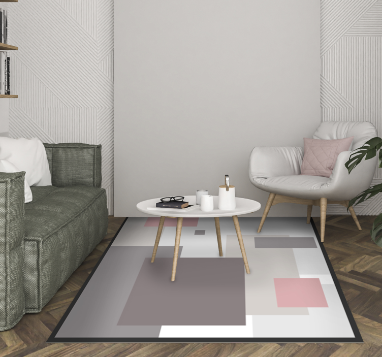 Tapis vinyle salon composition carrée abstraite - TenStickers