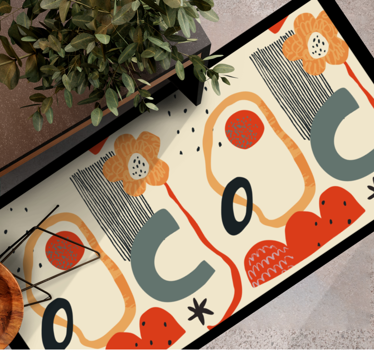 Tapis vinyle design moderne éléments floraux audacieux - TenStickers