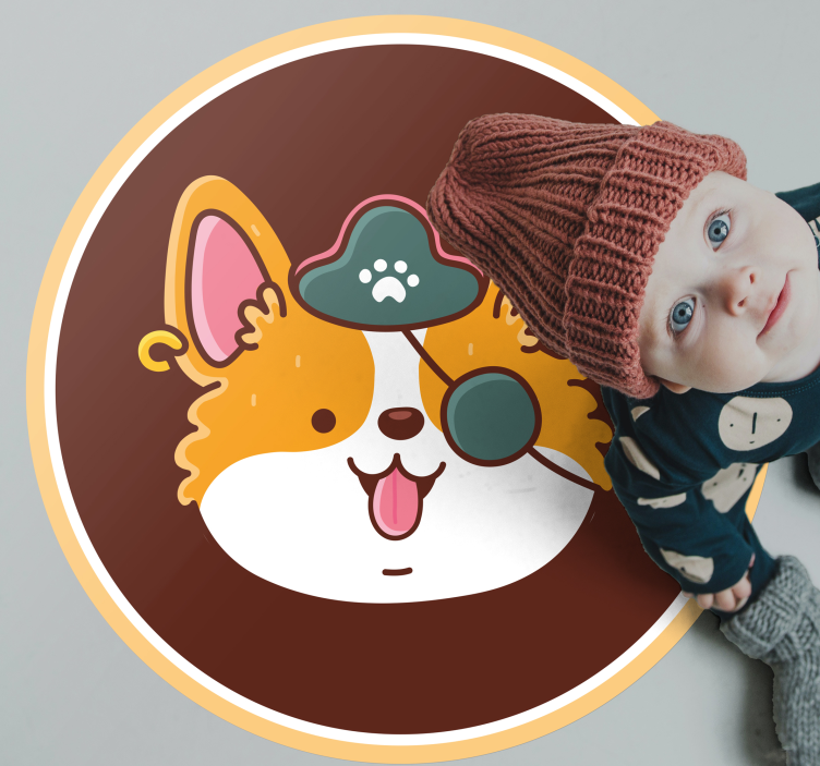 Tapis vinyle design moderne emblème du capitaine corgi - TenStickers