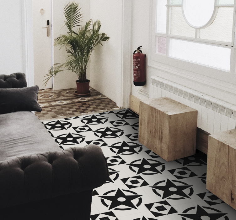 Tapis vinyle design moderne motif étoile noire - TenStickers
