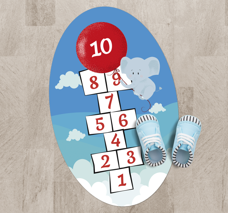 Tapis vinyle pour enfants éléphant ballon marelle - TenStickers