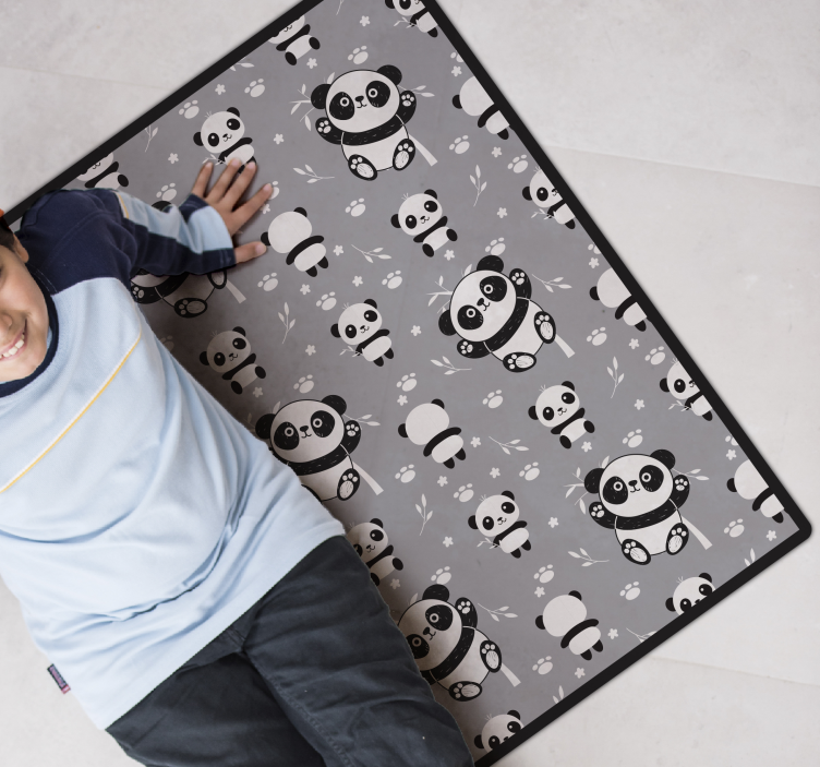 Tapis vinyle pour enfants récréation des pandas - TenStickers