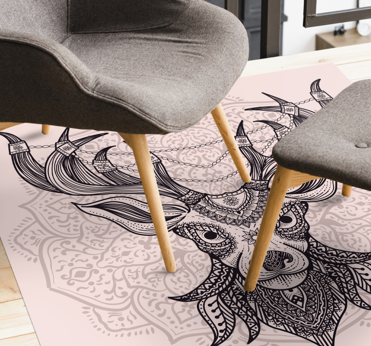 Tapis vinyle animal motif cerf gris - TenStickers