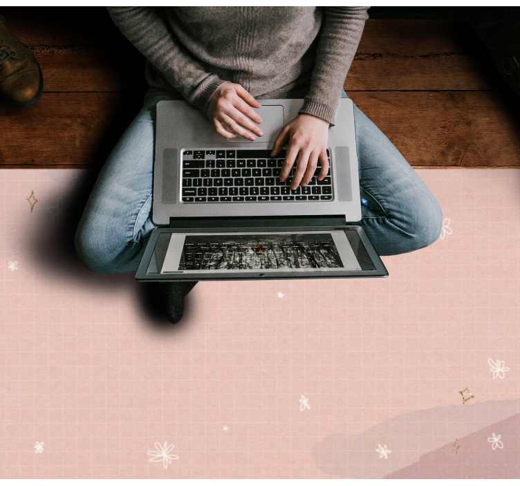 Tapis vinyle étoile design beige minimaliste - TenStickers