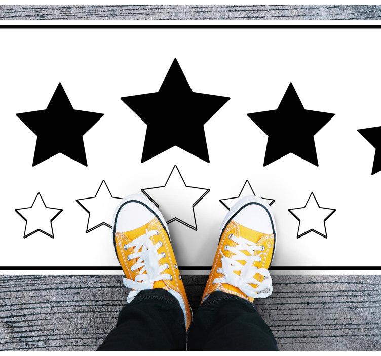 Tapis vinyle étoile motif blanc et noir - TenStickers