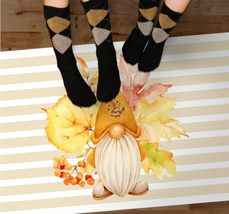 Tapis vinyle rayures charme de gnome d'automne - TenStickers