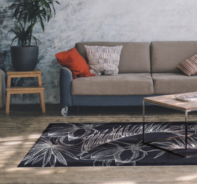 Tapis vinyle plantes dessin au trait botanique - TenStickers