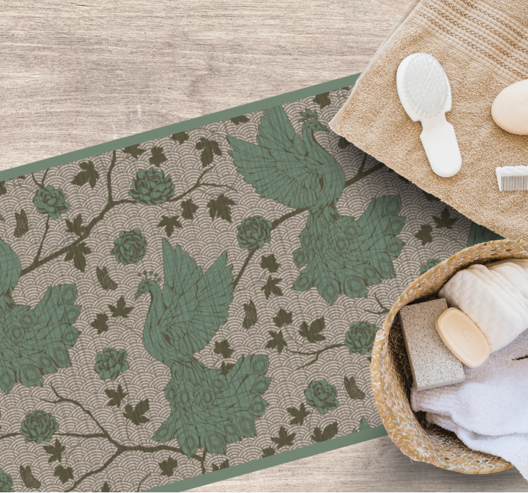 Tapis vinyle plantes motif de la faune verte - TenStickers