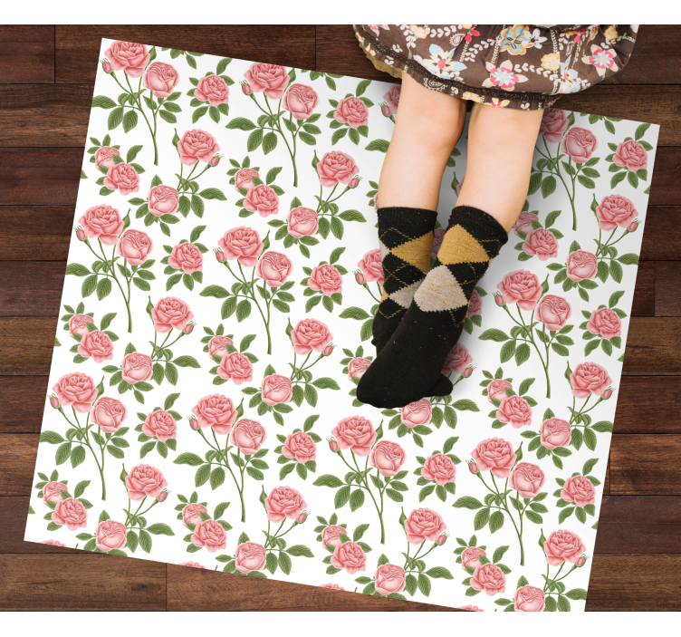 Tapis vinyle plantes motif de rose botanique - TenStickers