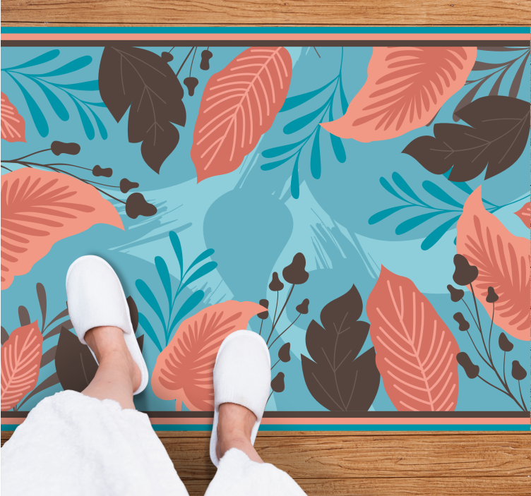 Tapis vinyle plantes motifs de feuilles botaniques - TenStickers