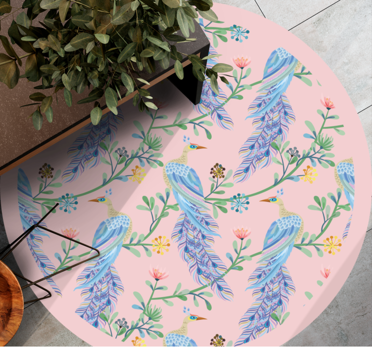 Tapis vinyle fleurs plantes à plumes - TenStickers