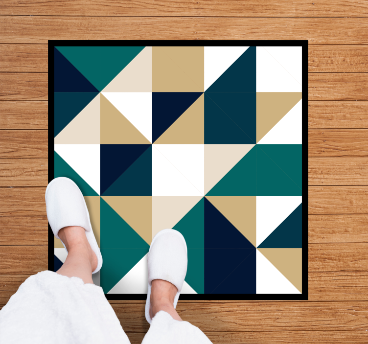 Tapis vinyle géométrique blocs de couleurs triangulaires - TenStickers