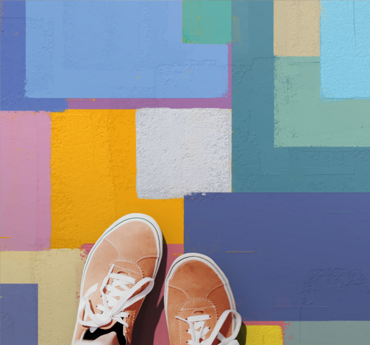 Tapis vinyle géométrique cubes géométriques vibrants - TenStickers