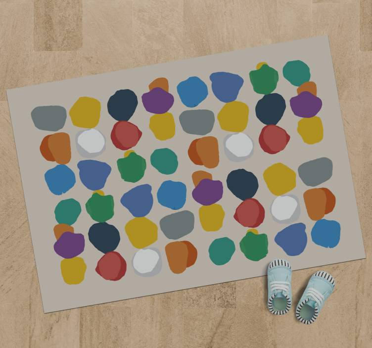 Tapis vinyle géométrique formes de galets colorés - TenStickers