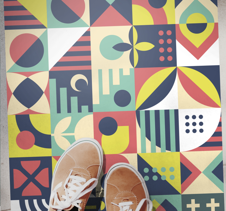 Tapis vinyle géométrique formes vivantes - TenStickers