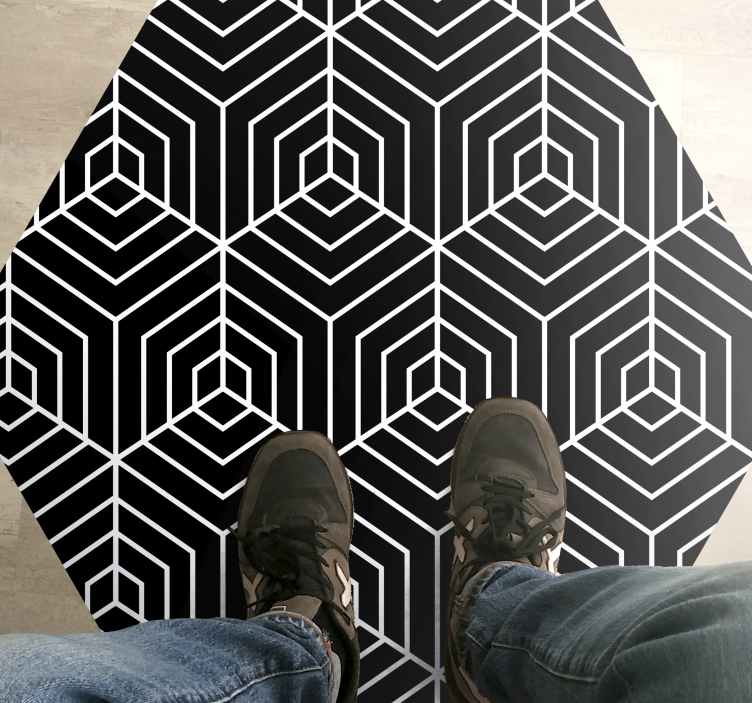 Tapis vinyle géométrique labyrinthe hexagonal - TenStickers