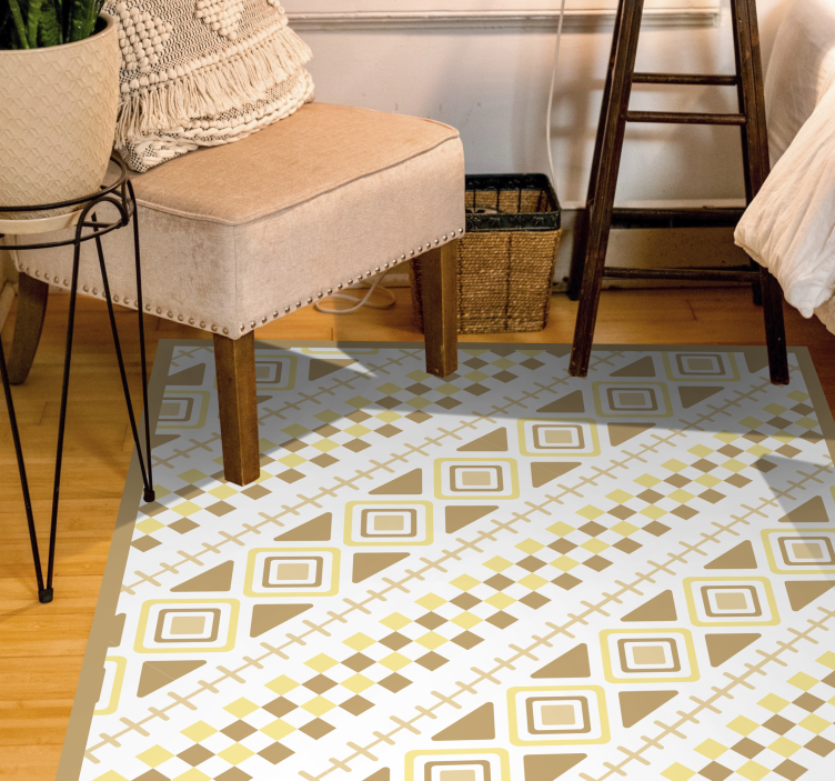 Tapis vinyle géométrique mosaïque à motifs jaunes - TenStickers