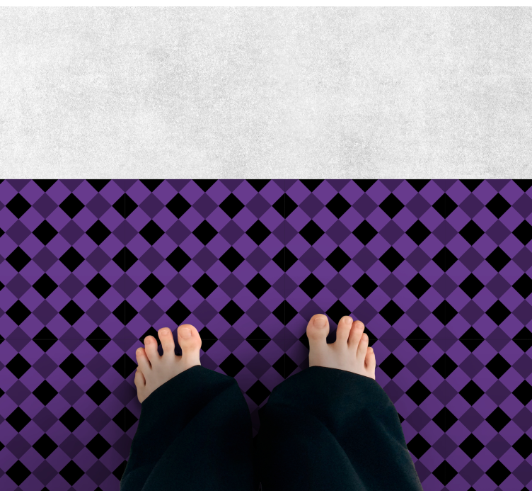 Tapis vinyle géométrique motif à carreaux violets - TenStickers