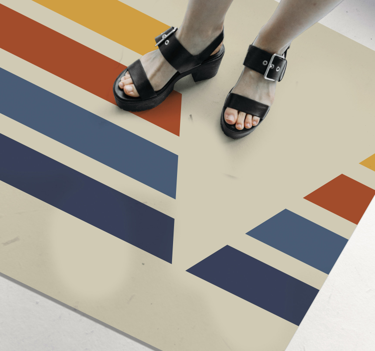 Tapis vinyle géométrique motif à rayures en chevrons - TenStickers