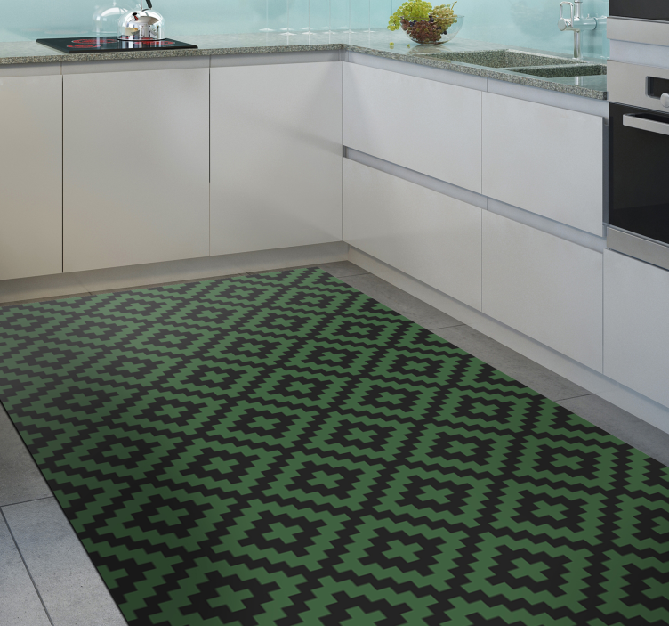 Tapis vinyle cuisine motif diamant vert - TenStickers