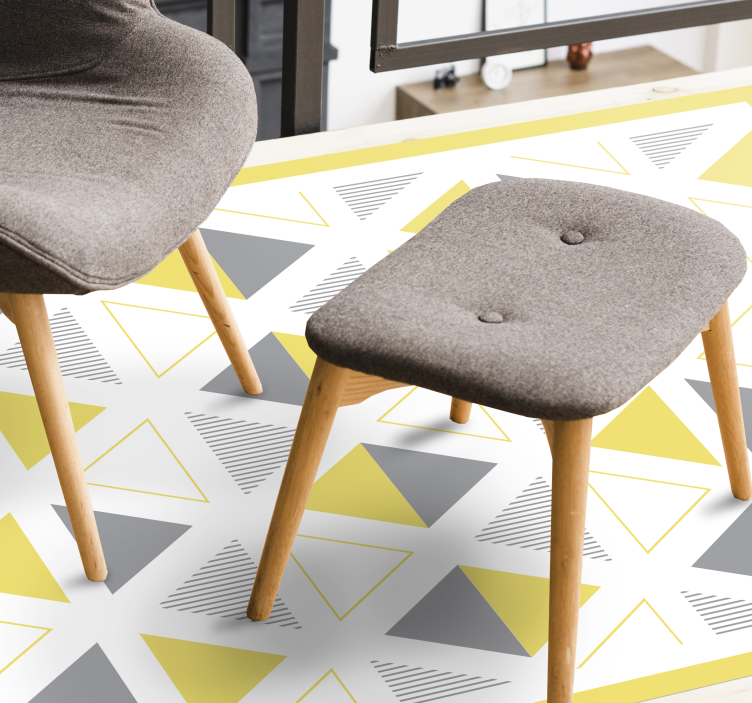 Tapis vinyle géométrique motif de triangle jaune - TenStickers