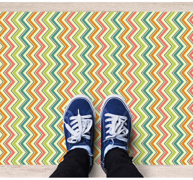 Tapis vinyle géométrique motif en zigzag à chevrons - TenStickers