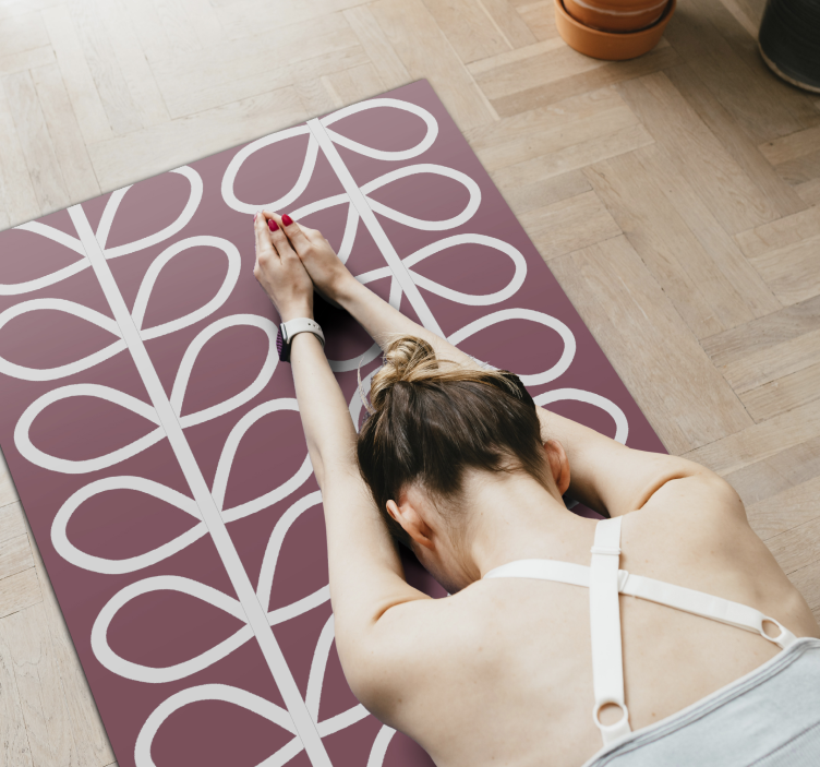 Tapis vinyle géométrique motif feuillu abstrait - TenStickers