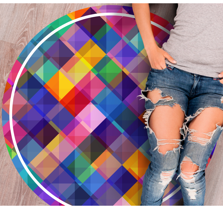Tapis vinyle géométrique motif patchwork coloré - TenStickers