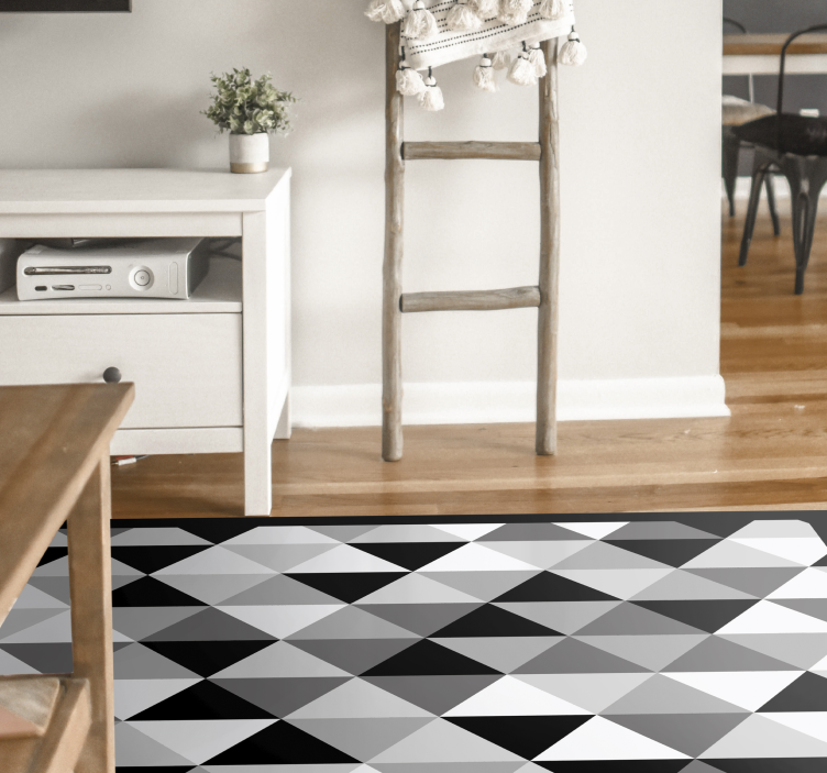 Tapis vinyle salon motif triangulaire gris - TenStickers