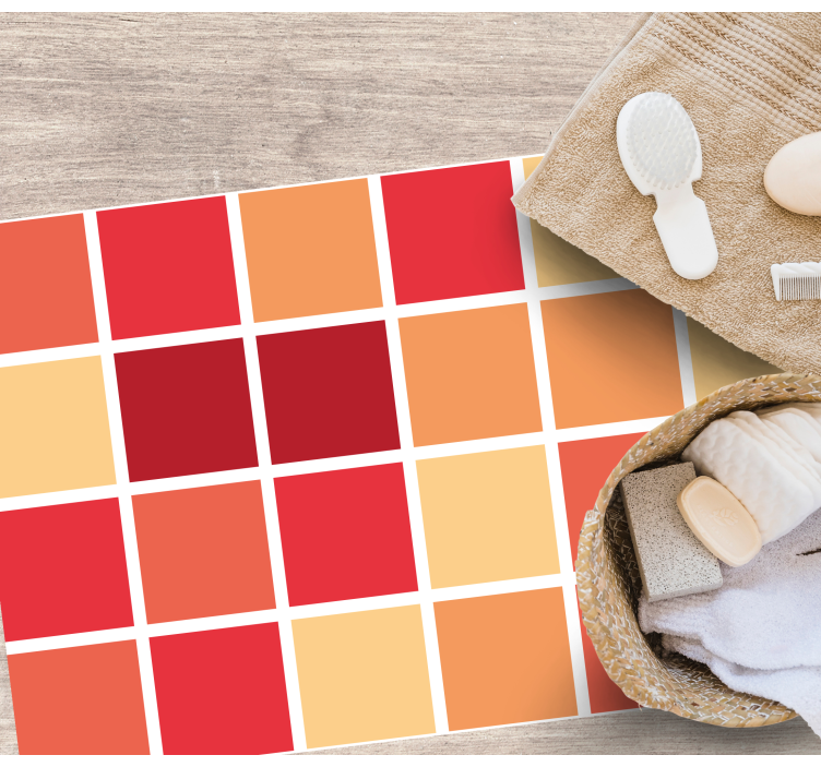 Tapis vinyle salle de bain motifs carrés colorés - TenStickers