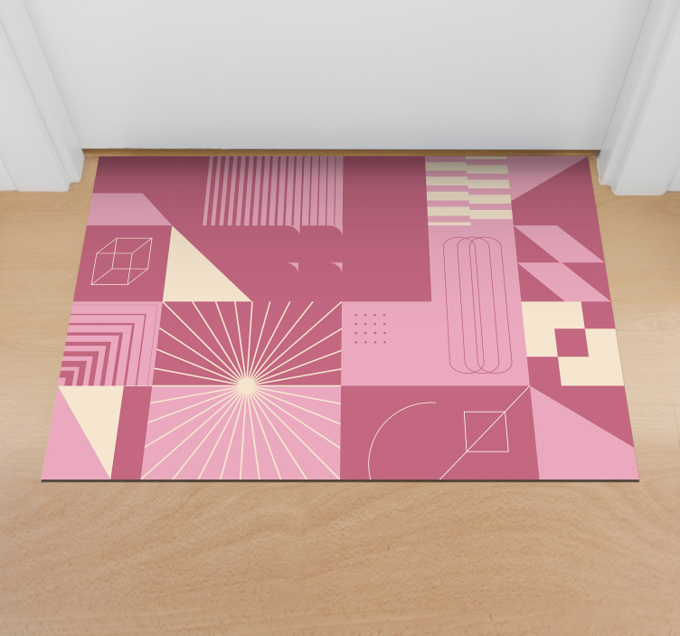 Tapis vinyle design moderne motifs géométriques roses - TenStickers