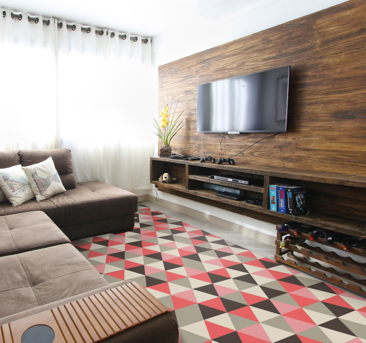 Tapis vinyle géométrique réseau triangulaire cubiste - TenStickers