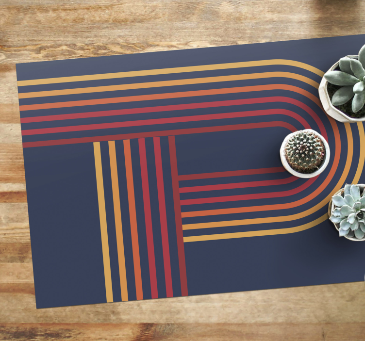 Tapis vinyle géométrique superposition de lignes colorées - TenStickers
