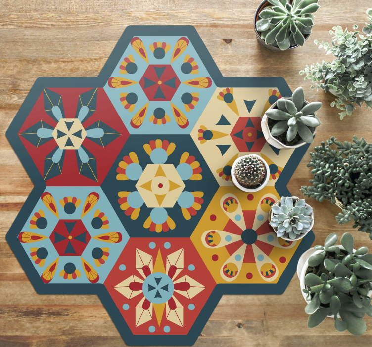 Tapis vinyle géométrique symétrie hexagonale - TenStickers