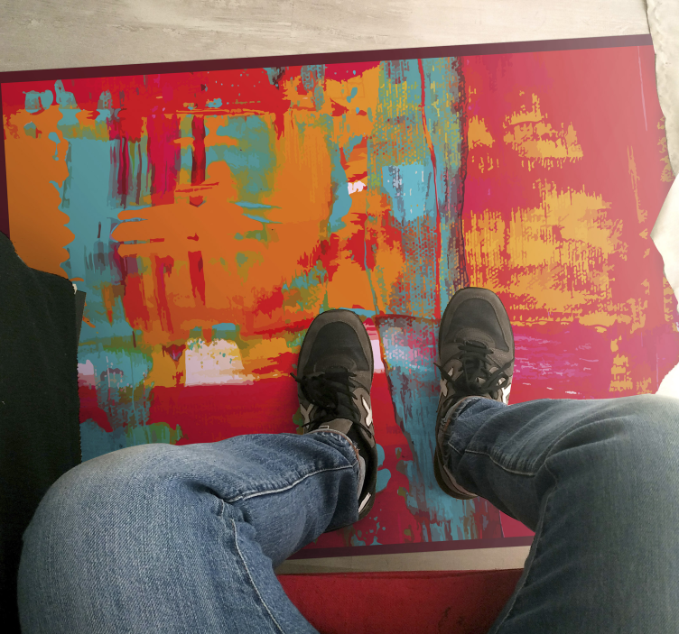 Tapis vinyle géométrique traits de peinture abstraits - TenStickers