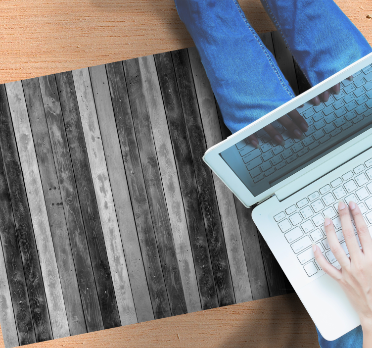 Tapis vinyle imitation parquet look gris chaud - TenStickers