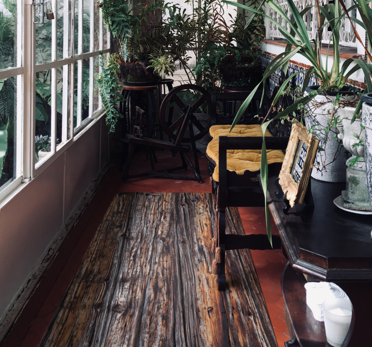 Tapis vinyle imitation parquet détail en bois rustique - TenStickers