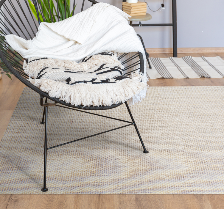Tapis vinyle imitation parquet fibres naturelles beiges - TenStickers