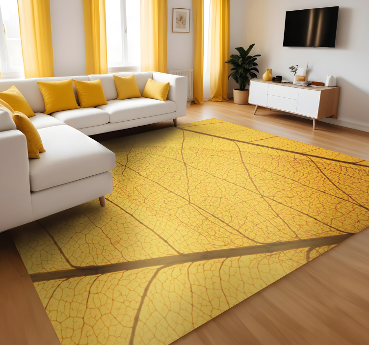 Tapis vinyle jaune conception de feuilles botaniques - TenStickers