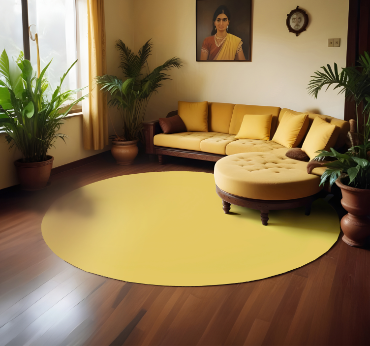 Tapis vinyle jaune conception ronde - TenStickers